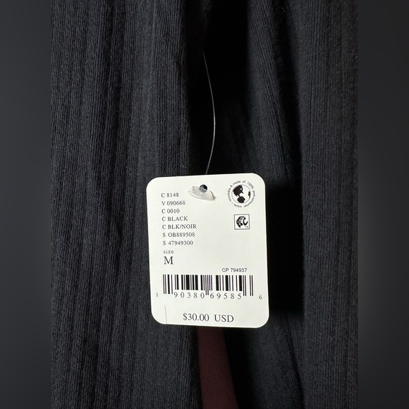 Free People Black Ribbed Mock Neck Long Sleeve Top Size M - Picture 5 of 6